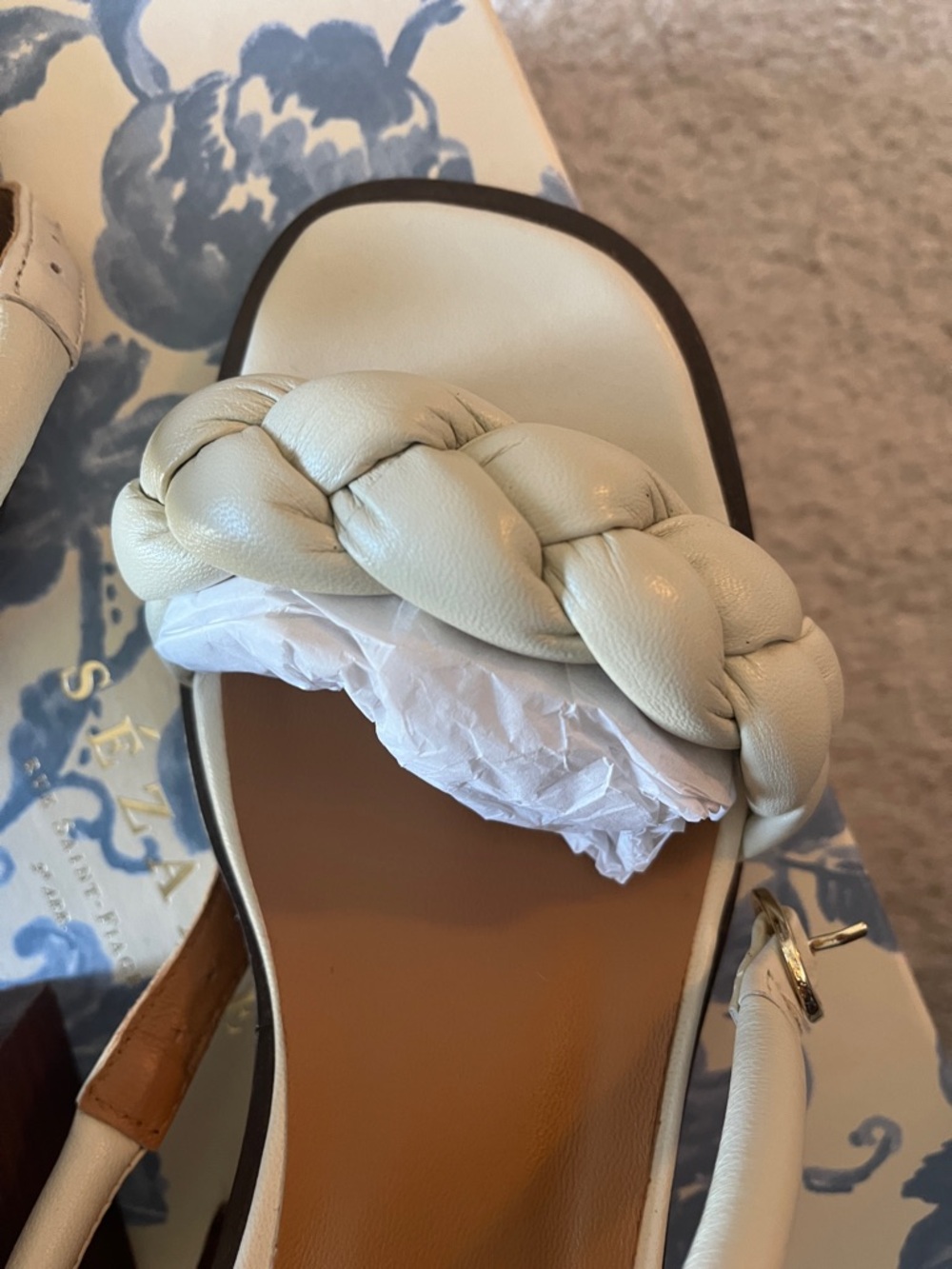 Sezane Isadora White Braided Heels Sandals Size 35 - Picture 7 of 9